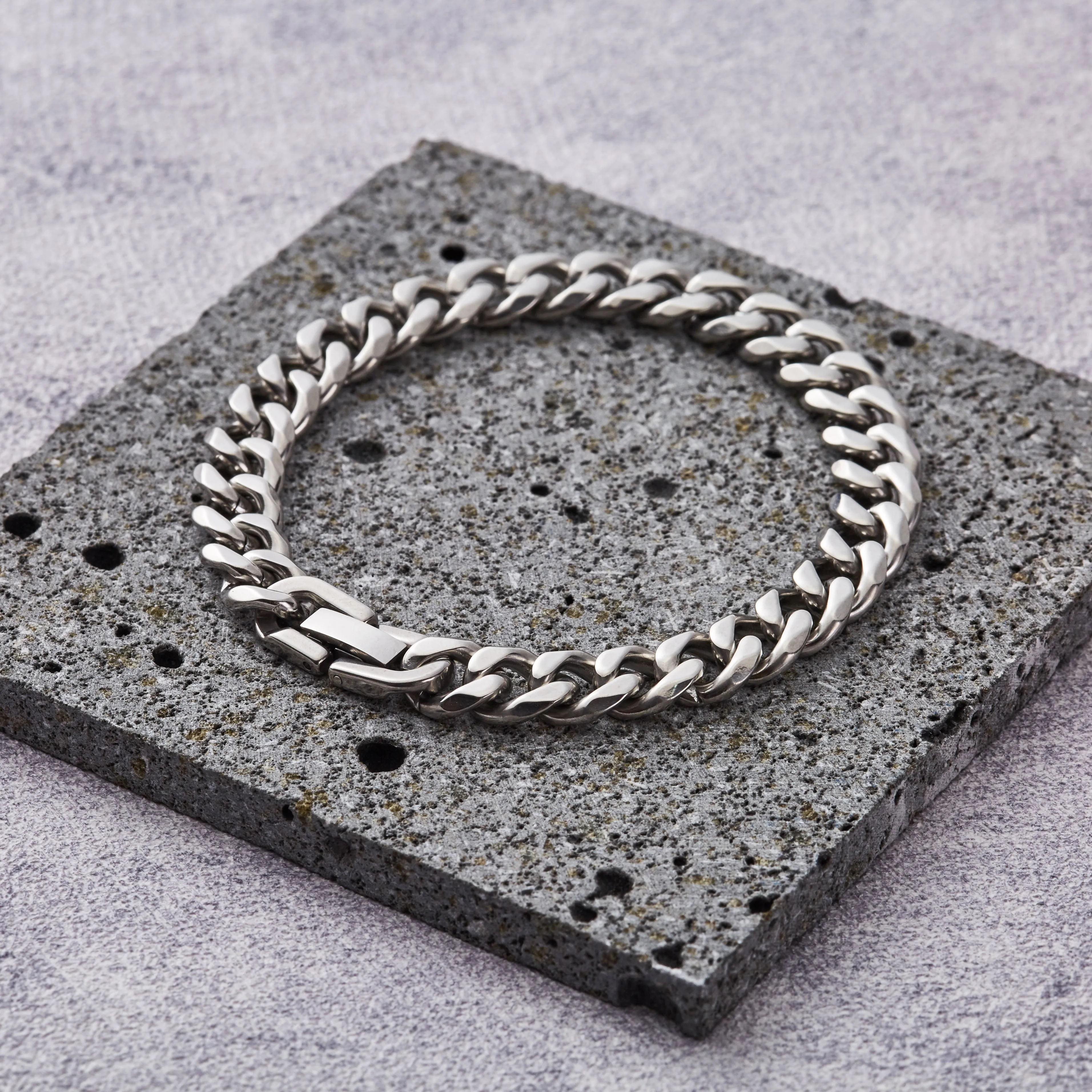 Men's 9mm Stainless Steel 7.5-8.5 Inch Curb Chain Bracelet