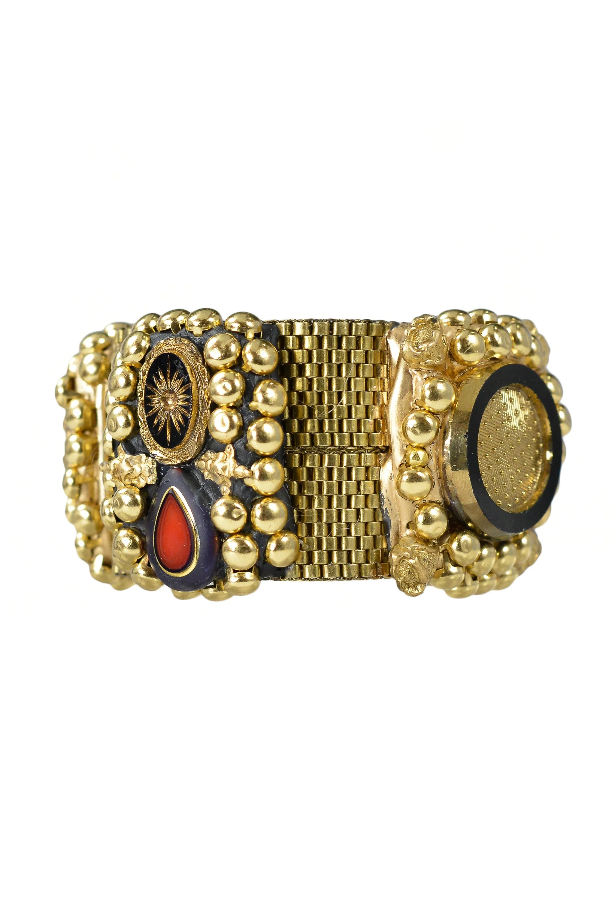 MINADEO BLACK & RED DECORATIVE DIAL BRACELET