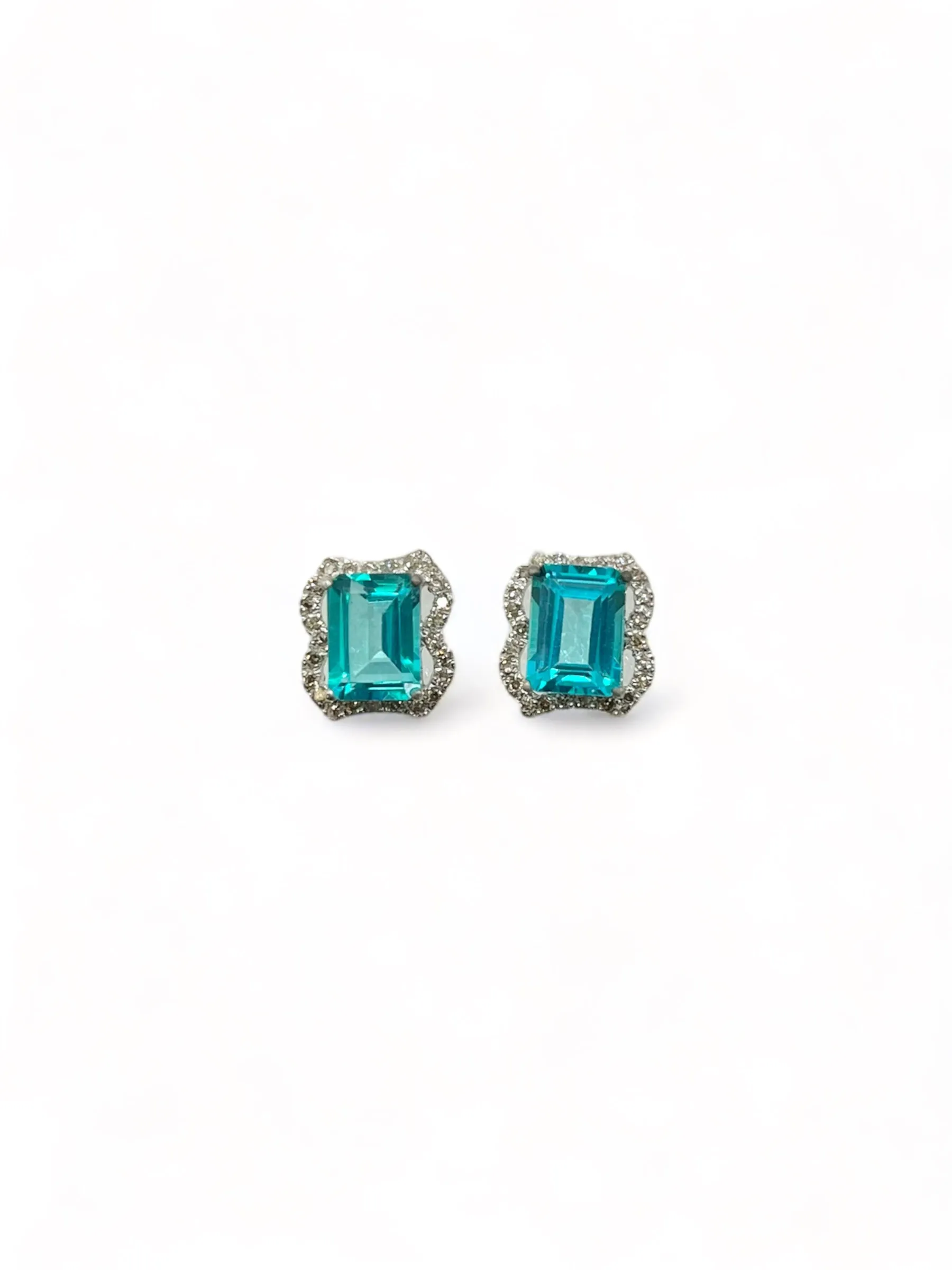 PARAIBA TOPAZ WITH NATURAL DIAMOND EARRINGS