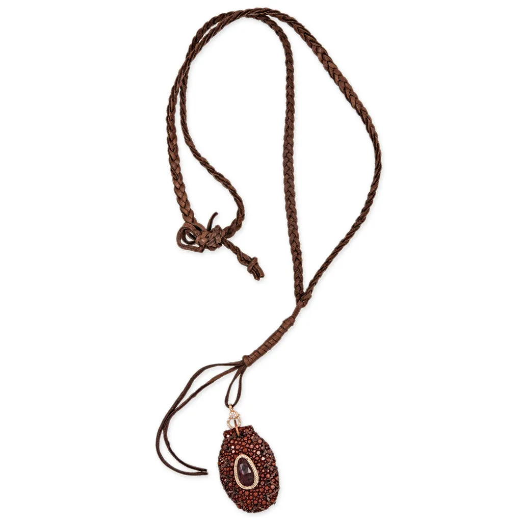 PAVE DIAMOND CHARM CLIP   BRAIDED CHOCTAW LEATHER NECKLACE