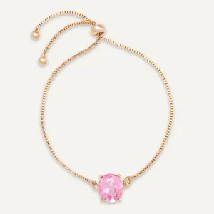 Pink Crystal Drawstring Bracelet In Gold-Tone