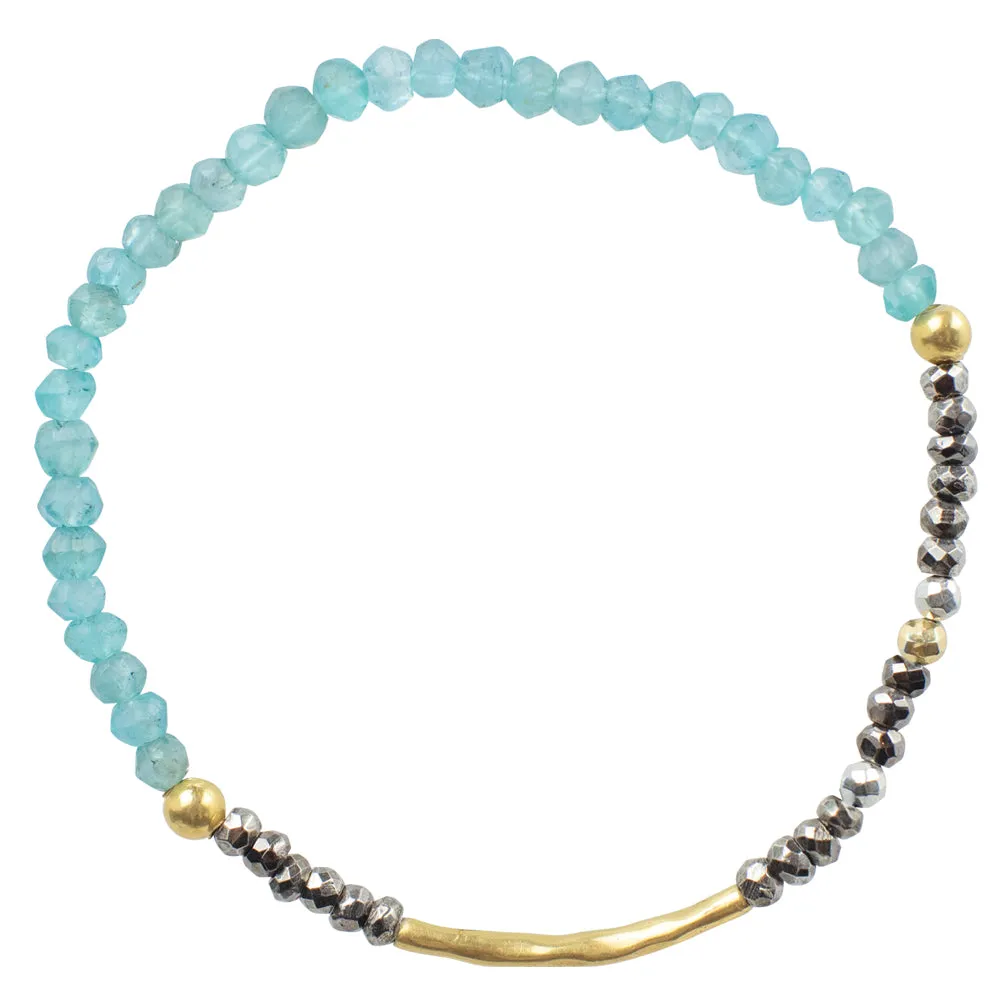 Pyrite's Booty Bracelet in Blue Apatite, Black Rhodium & Gold Vermeil