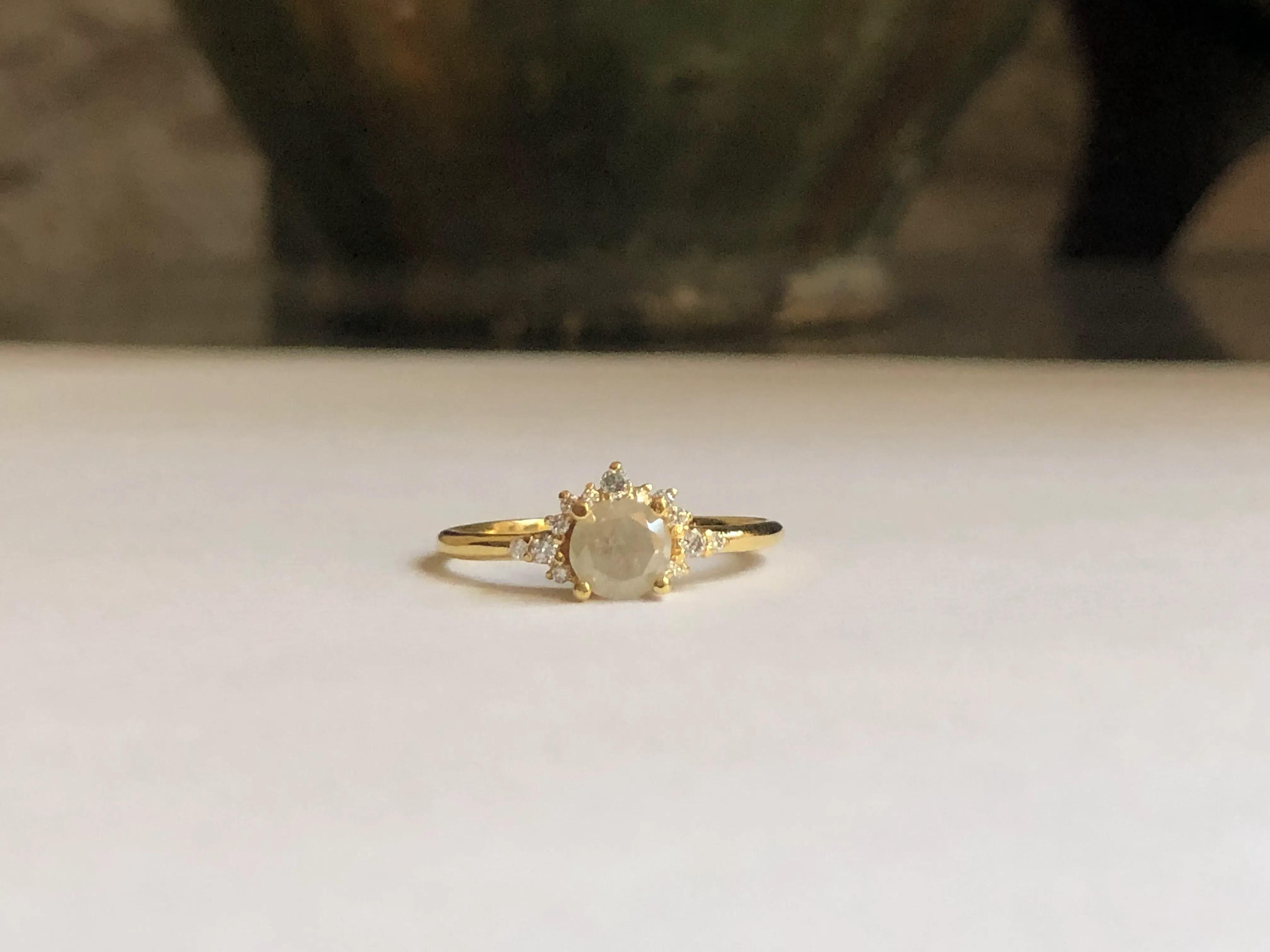 Ring with Round Salt & Pepper and White Diamonds, Solid 14k Gold | ONE-OF-A-KIND