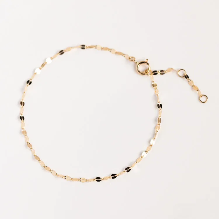 Solid Gold Bold Sparkle Link Chain Bracelet