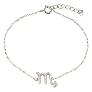 Sterling Silver 925 Rhodium Plated Scorpio CZ Adjustable Link Bracelet