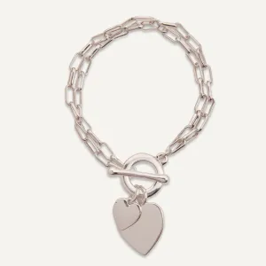 Sweetheart T-Bar Multi-Row Heart Bracelet In Silver-Tone