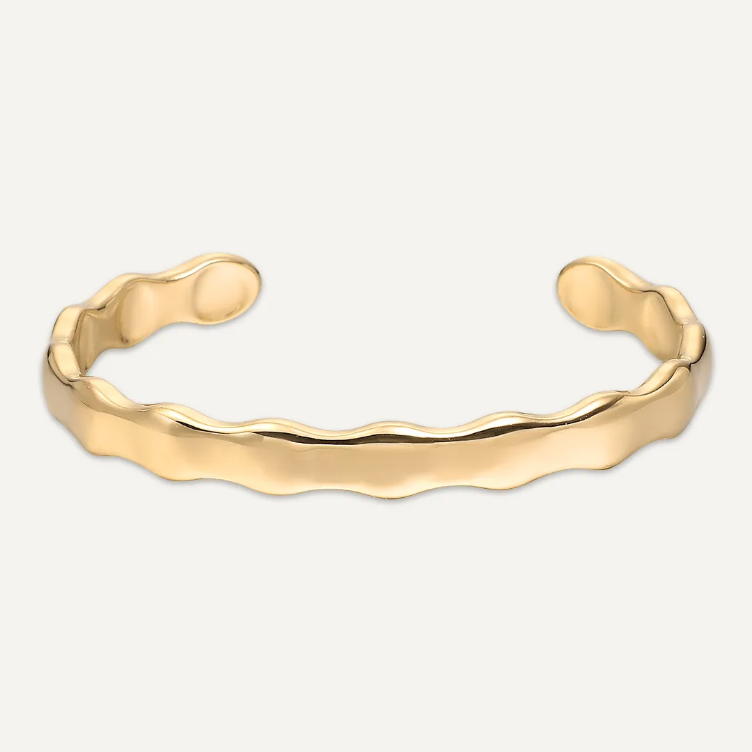 Vibes | Radiant Flow Hinged Bracelet | 18K Gold-Plated