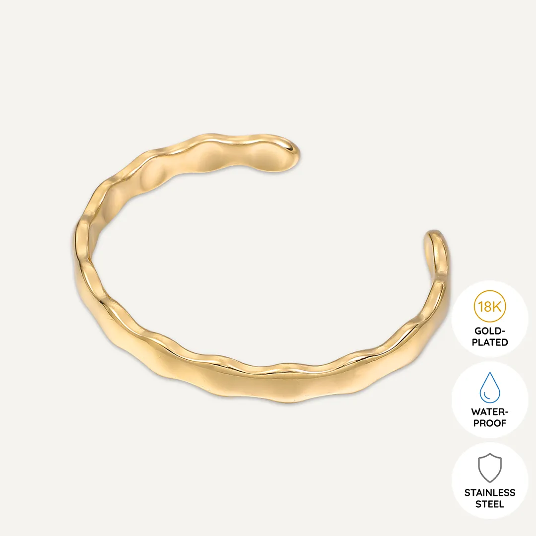 Vibes | Radiant Flow Hinged Bracelet | 18K Gold-Plated